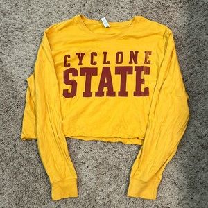 Iowa State University “Cyclones State” cropped long sleeve shirt. XL